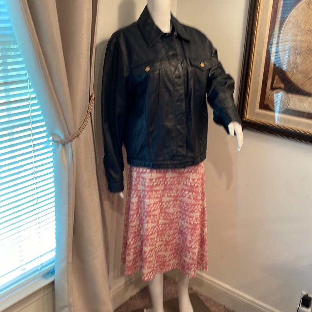 LAUREN RALPH LAUREN BLUE LEATHER JACKET SZ LARGE